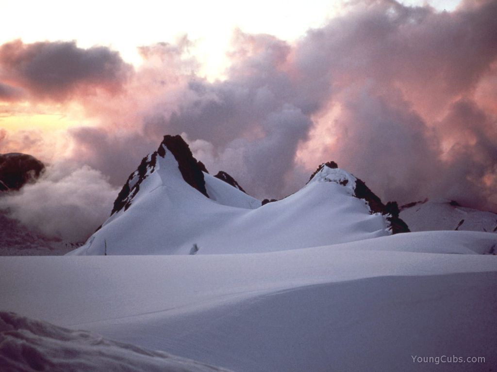 Sunset on the Fox Glacier, New Zealand Alps